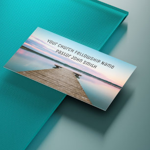 SERENE lake with dock Church Business Cards