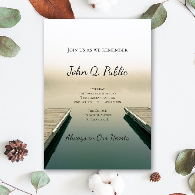 Serene Lakefront Docks Celebration of Life Invitation (Creator Uploaded)
