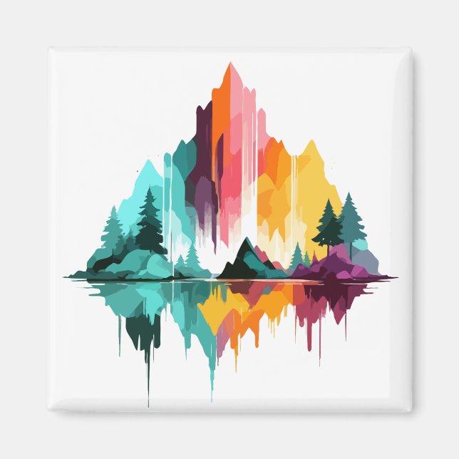 Serene Landscape Calm Tranquil Nature Mountains Magnet (Front)