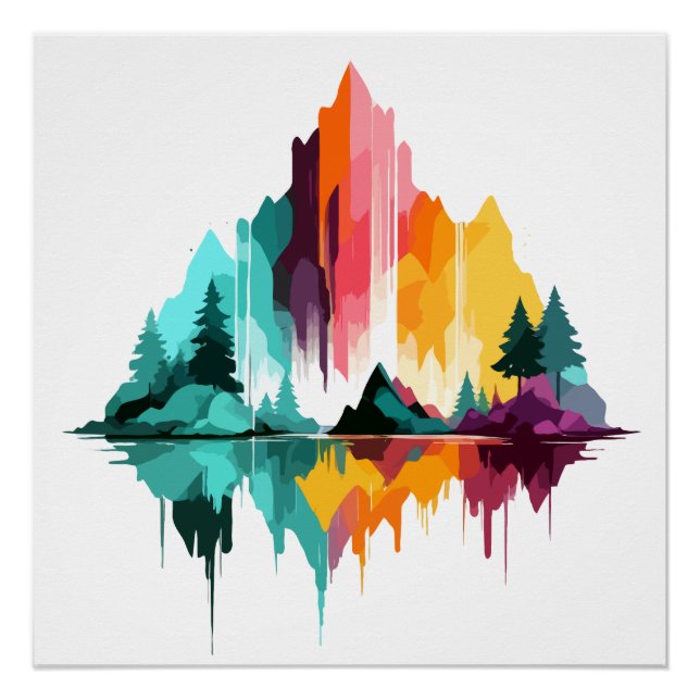 Serene Landscape Calm Tranquil Nature Mountains Poster (Front)