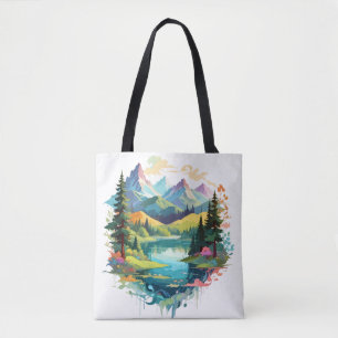 Serene Landscape Calm Tranquil Nature Mountains Tote Bag