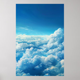 Serene Landscape Painting - Blue Sky, White Clouds Poster