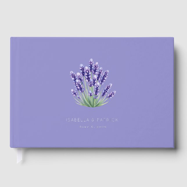 Serene Lavender Botanical Bouquet Guest Book (Front)
