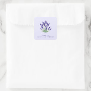 Serene Lavender Botanical Watercolor Bouquet Square Sticker