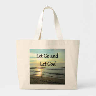SERENE LET GO AND LET GOD OCEAN PHOTO LARGE TOTE BAG