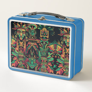 Serene Light Blue "Ancestral Paradigm" Kids Lunchb Metal Lunch Box