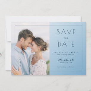 Serene Light Blue Minimalist Photo Save The Date