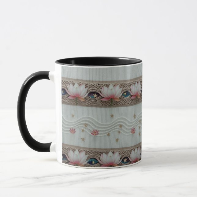 Serene Lotus Eye Floral Knit Combo Coffee Mug (Left)