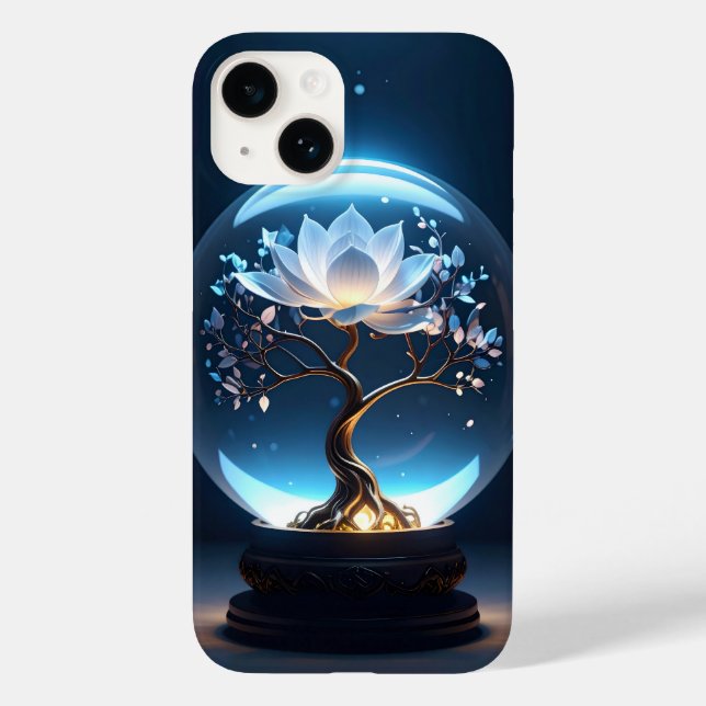 Serene Lotus Globe Art iPhone Case (Back)