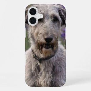 Serene Majesty: Wolfhound In Purple Iris Field, iPhone 16 Plus Case