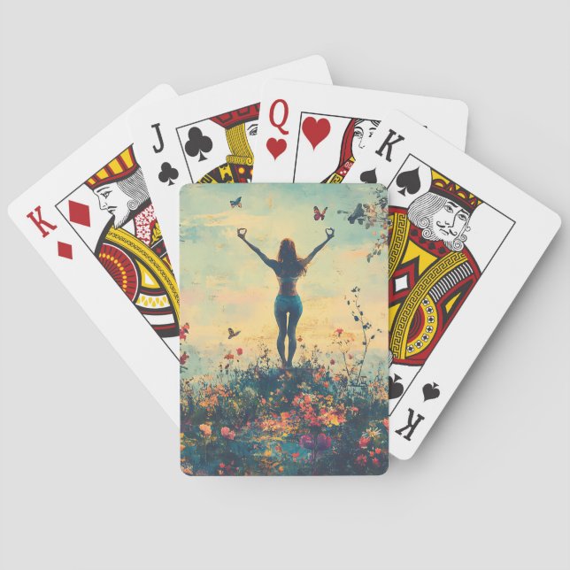 Serene Meditation at Sunrise (1) Playing Cards (Back)