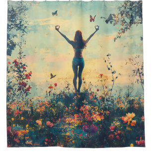 Serene Meditation at Sunrise (1) Shower Curtain
