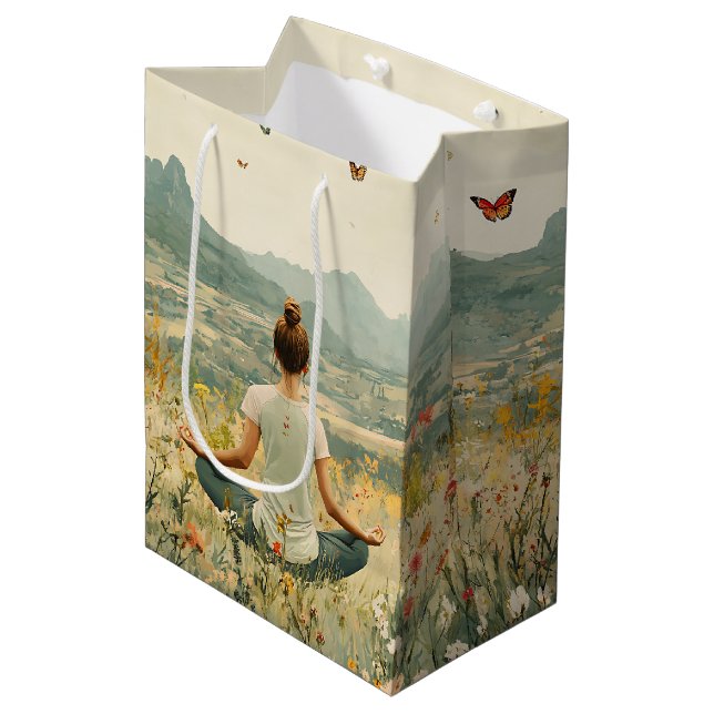 Serene Meditation at Sunrise (6) Medium Gift Bag (Front Angled)