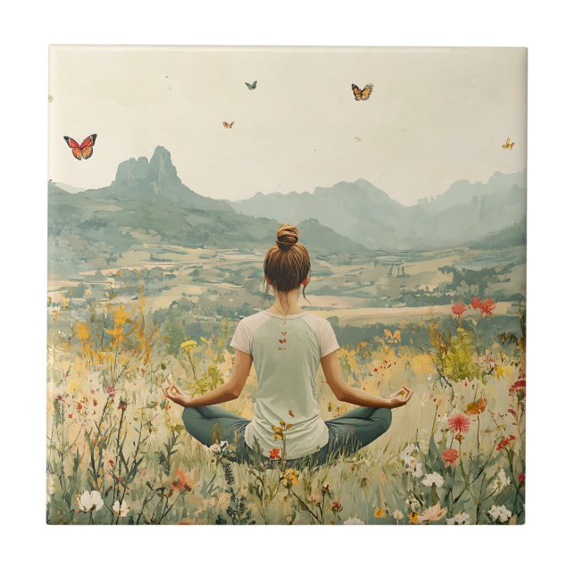 Serene Meditation at Sunrise (6) Tile (Front)