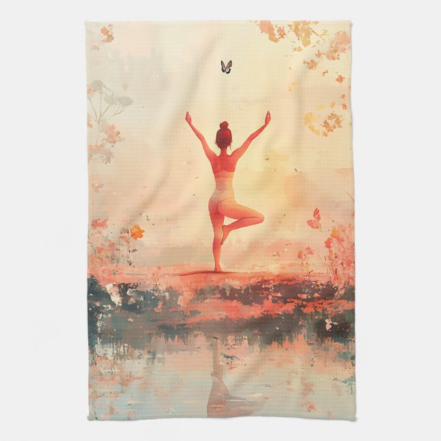 Serene Meditation at Sunrise (7) Tea Towel (Vertical)