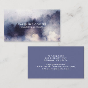 Serene Meditation Instructor Mist Trees Watercolor Business Card