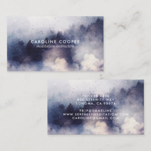Serene Meditation Instructor Mist Trees Watercolor Business Card
