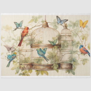 Serene Melodies: Birdcage Decoupage Tissue Paper