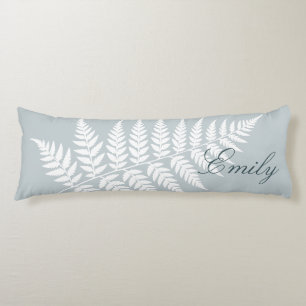 Serene Minimalist Botanical Icy Blue White Fern Body Cushion