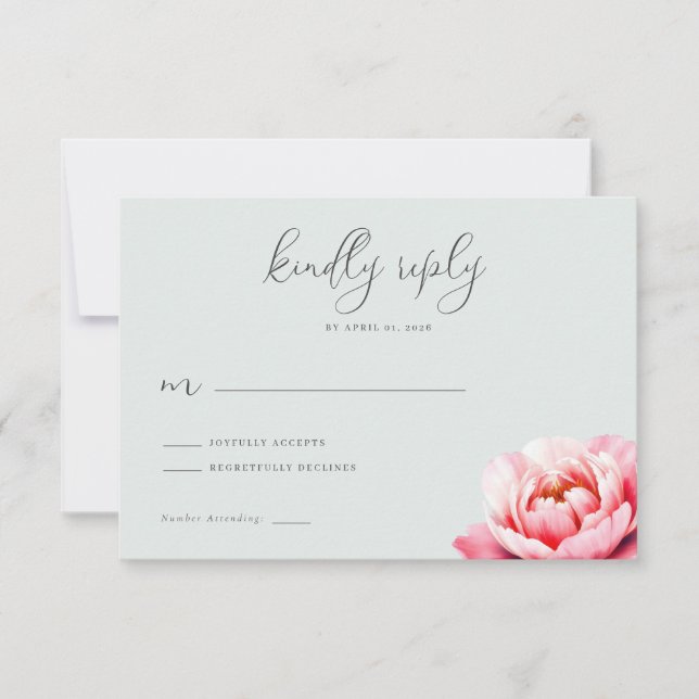 Serene Mint Floral RSVP Card (Front)
