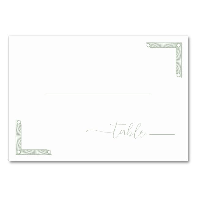 Serene Mint Geometric Accents Table Number (Front)