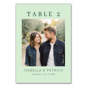 Serene Mint Minimalist Photo Table Number
