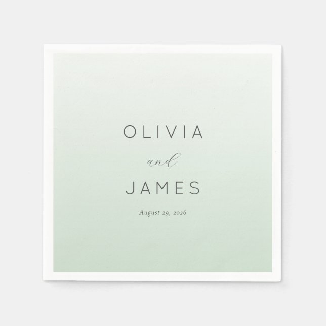 Serene Mint Minimalist Typographic Napkin (Front)