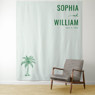 Serene Mint Palm Tree Tapestry