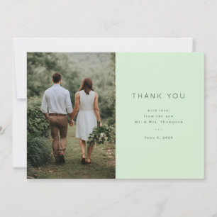 Serene Mint Romantic Photo Thank You Card