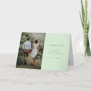 Serene Mint Rustic Photo Thank You Card