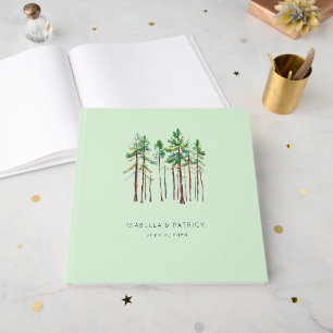 Serene Mint Watercolor Pine Trees Guest Book