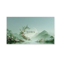Serene Misty Lake Pale Pink Rose Zen Mountain