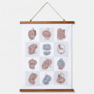 Serene Motherhood Line Art - Abstract Baby Bump  Hanging Tapestry