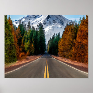 Serene Mountain Highway Poster - Scenic Autumn Roa