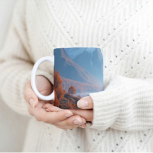 Serene Mountain Lake & Autumn Trees Landscape Coffee Mug