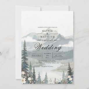Serene Mountain Landscape Wedding Invitation