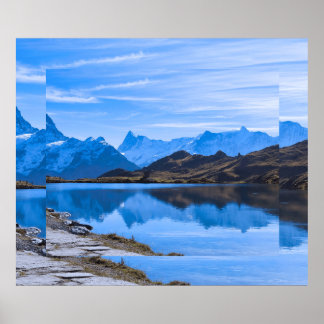 Serene Mountain Landscape with Flowing River Poster