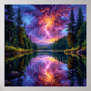 Serene Mountain Landscape with Lake Poster