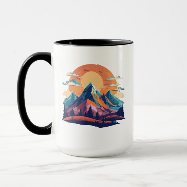 Serene Mountain Scene Combo Mug - 15 oz (Left)