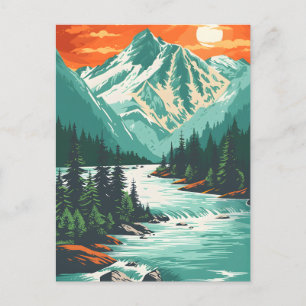 Serene Mountain Stream Art Postcard