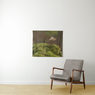 Serene Mushroom in Mossy Forest Art Print Tapestry