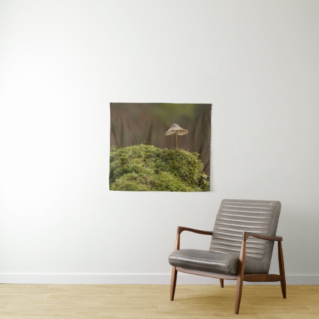 Serene Mushroom in Mossy Forest Art Print Tapestry (In Situ (Horizontal))