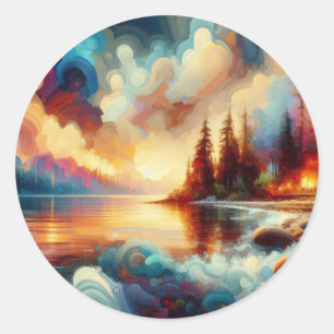 Serene Nature: Handmade Artistry  Classic Round Sticker