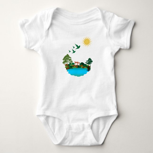 Serene Nature-Inspired Baby Bodysuit . (Front)