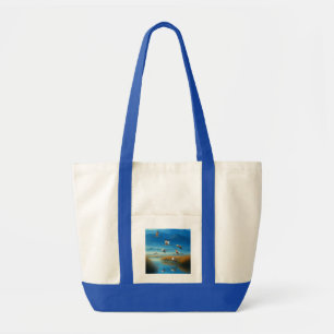 Serene Nature Lake Scene with Flying cranes Tote Bag