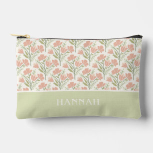 Serene Neutral Florals Monogrammed Accessory Pouch
