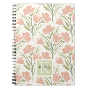 Serene Neutral Florals Monogrammed Notebook