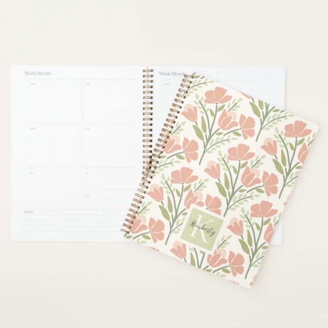 Serene Neutral Florals Monogrammed Planner (Display)
