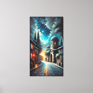 Serene Night Refuge - A Painterly Urban Escape Canvas Print