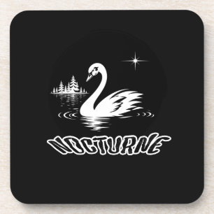 Serene Nocturne Swan Lake Aesthetic Pop Art Coaster